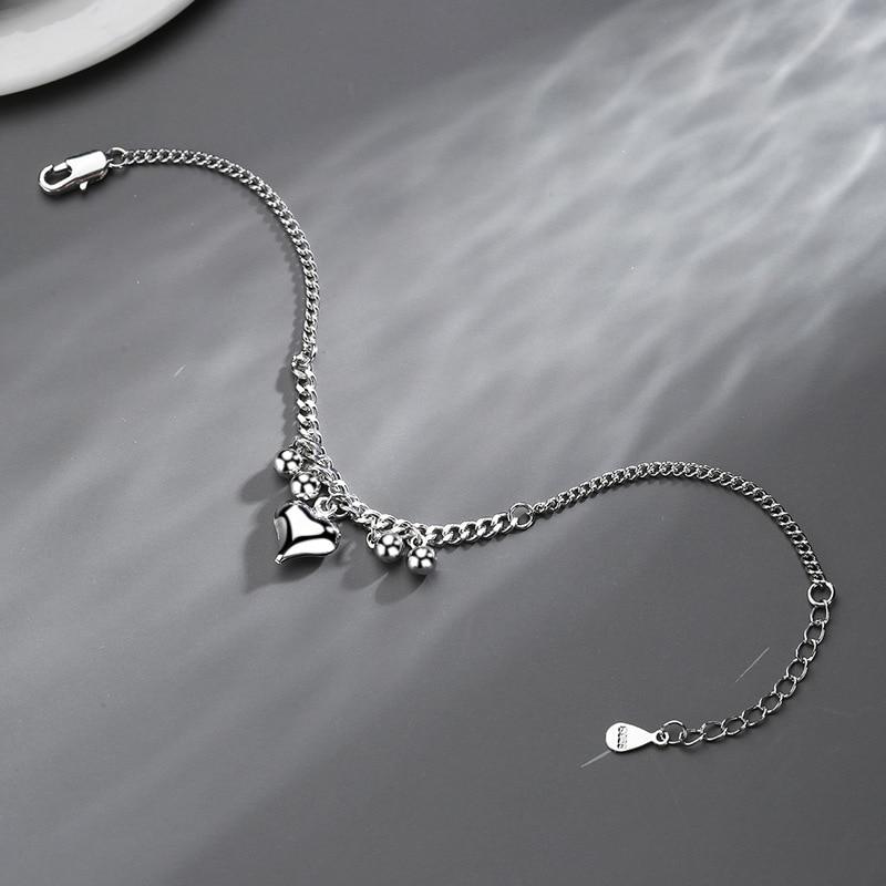 925 Sterling Silber Quaste Herz Runde Perle Charme Armband & Armreif Für Frauen Mädchen Party Neue Schmuck Sl338