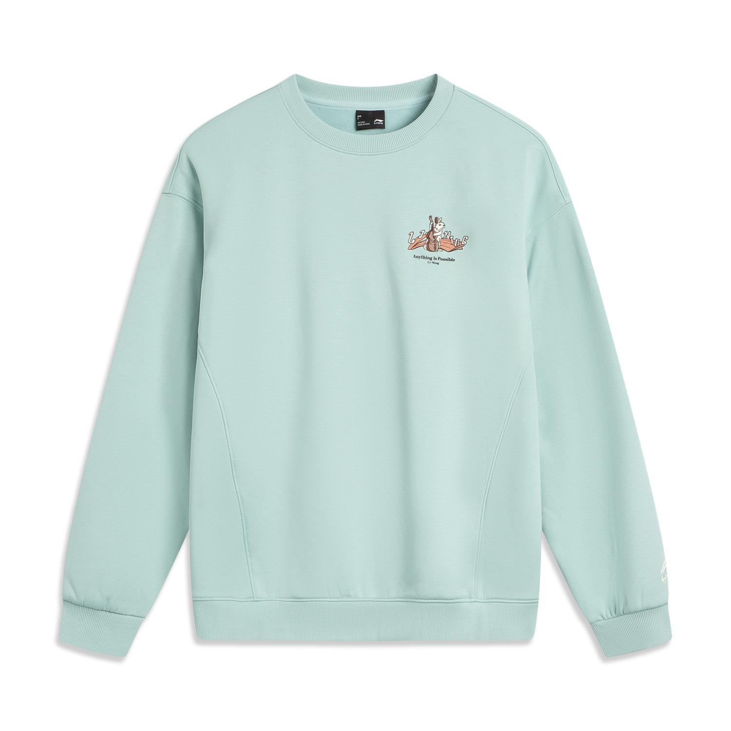 

Li Ning Sports Lifestyle Series Простой Удобный Повседневный Универсальный С буквенным и животным принтом Свободный Свитшот Женский свитшот AWDVC74-7 XS