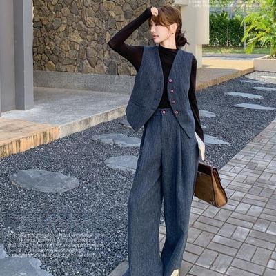 High-Quality Vest and Wide Leg Pants Two-Piece Set, Perfect for Autumn