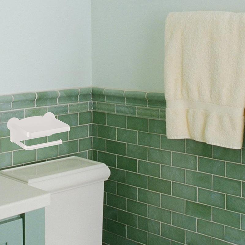 Paper Roll Toilet Paper Holder Wall Mounted Self-Adhesive Anti Rust Waterproof Belt Storage Tray Kitchen Tissue Holder