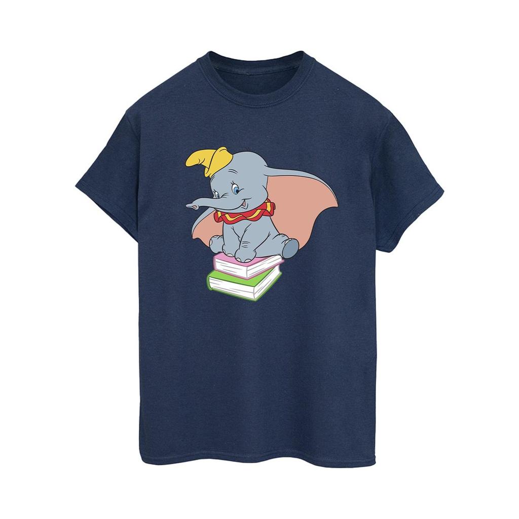 Disney Womens/Ladies Dumbo Sitting On Books Cotton Boyfriend T-Shirt