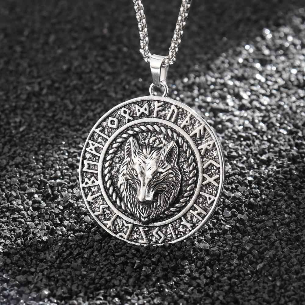 Viking Rune Animals Retro Wealth Wolf King Accessories Pendant Necklace
