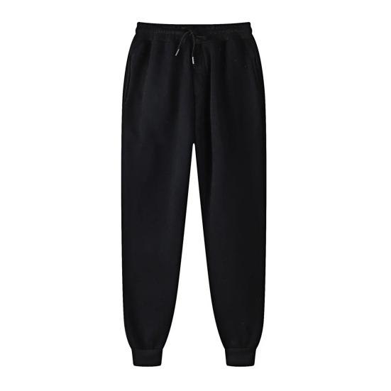 Men Sweatpants Mid-rise Elastic Waist Adjustable Drawstring Sport Pants with Pockets Solid Color Casual