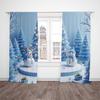Set Of 2 Jit Snowy Tree Snowman Printed Curtain Voile Christmas Window Decor Home Curtains Sheer Made Polyester