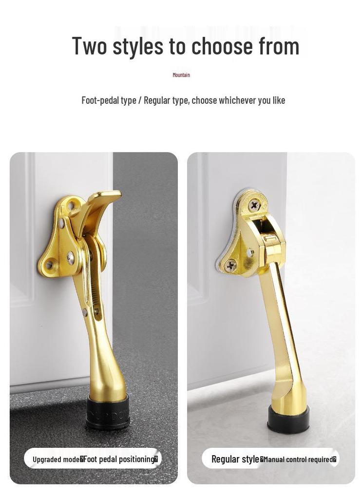 Zinc Alloy Foot Pedal Door Stopper - Anti-Collision Device for Bedroom, Bathroom, Glass, or Wooden Doors.