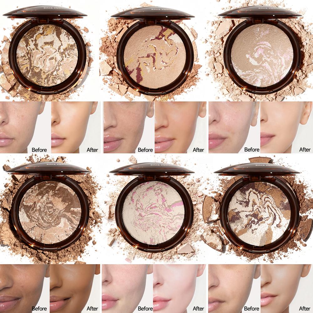 Matte Natural Finish Baked Brighten Color Correcting Powder Foundation Invisible Pore Oil-control Powder Compact