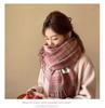 Korean Style Thick Pink Plaid Scarf for Women - Autumn/Winter Neck Warmer
