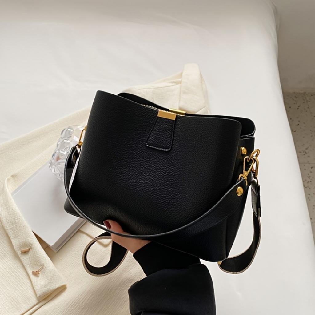 Dámská módní kabelka z umělé kůže, jednobarevná taška přes rameno s nastavitelným popruhem, zapínání na zip, multifunkční crossbody taška