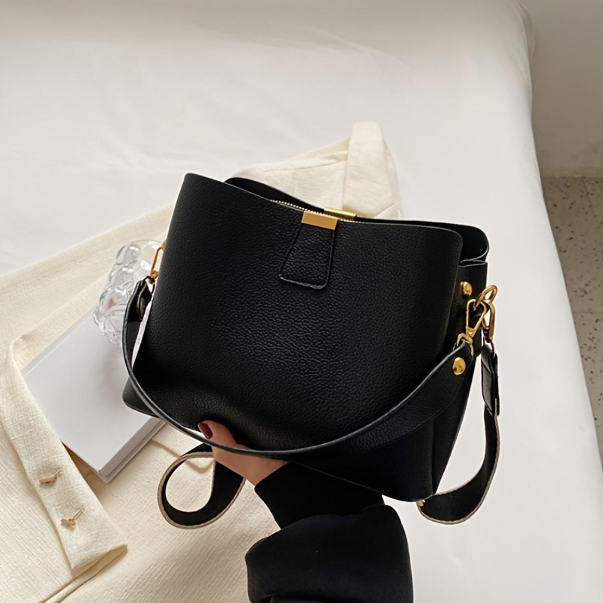 

Женская модная сумка из искусственной кожи, однотонная сумка через плечо с регулируемым ремнем, застежка-молния, многофункциональная сумка через плечо чёрный