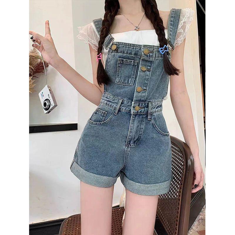 2026 Women s Trendy Wide-Leg Denim Overalls Shorts - Summer Suspender Hot Pants Small