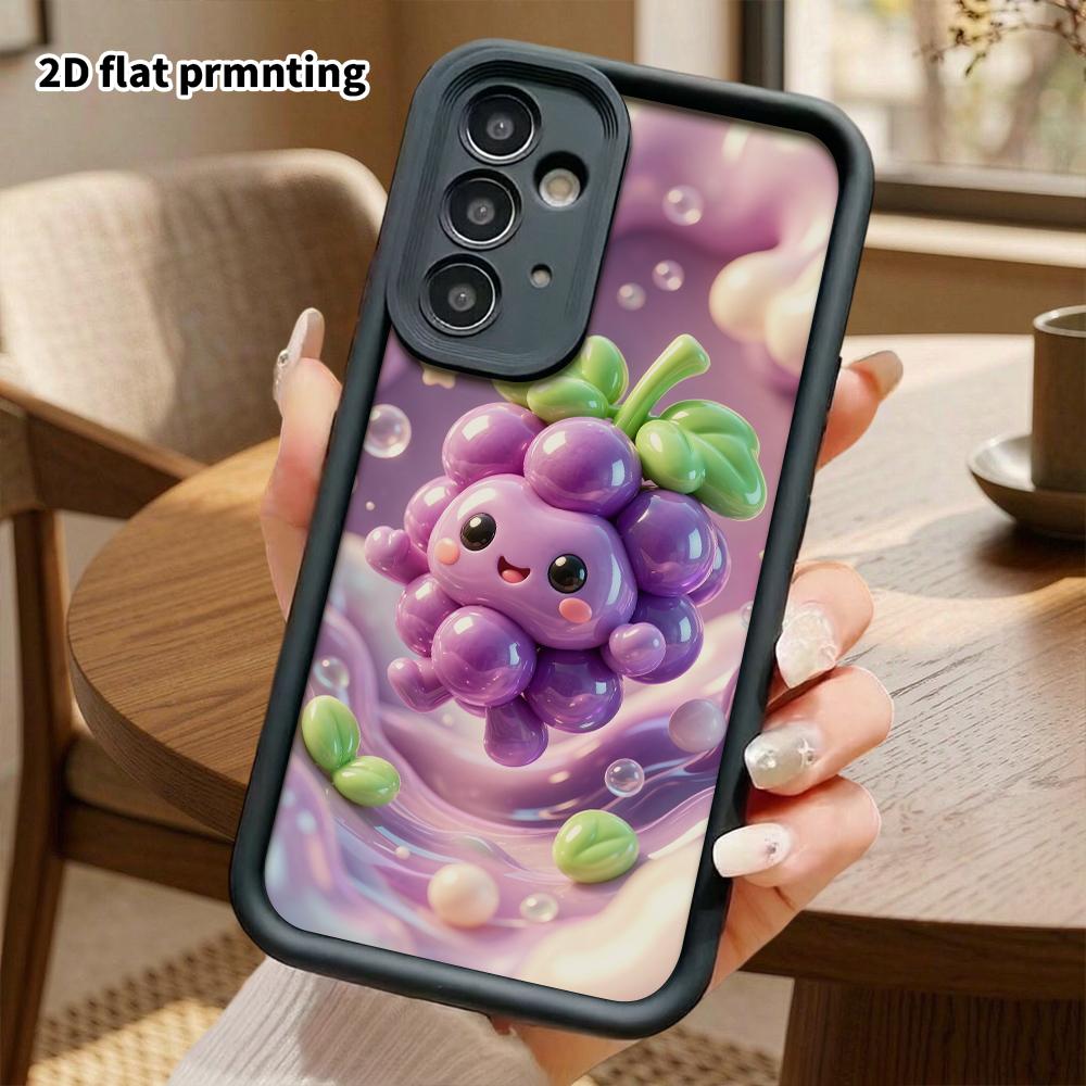 Phone Case: 2D flat, fits Samsung Galaxy A34 A35 M05 M06 S20 S22 S21 FE Plus 5G, purple grape cartoon character, perfect Christmas and Halloween holid