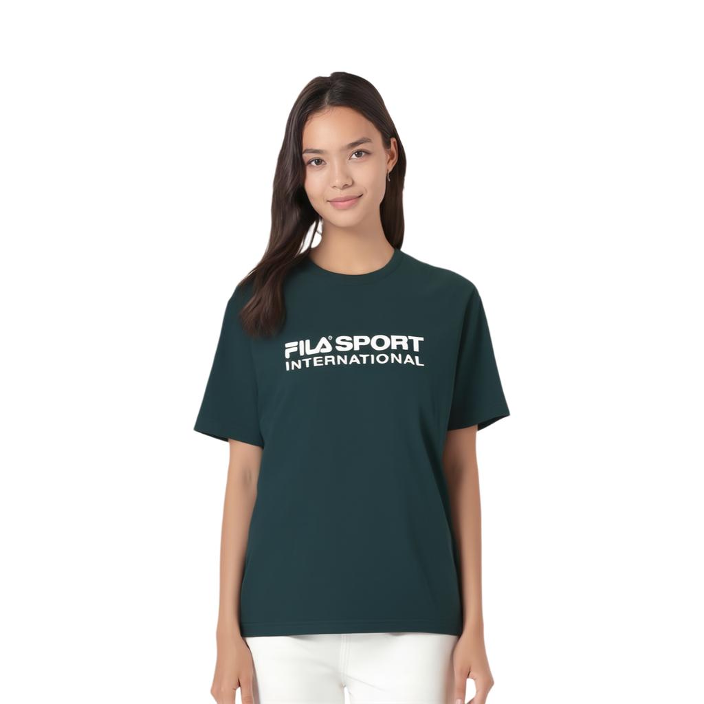 FILA T Shirts Unisex Green Crew Neck Moderate Straight Fit FS2RSF2131X-PIG