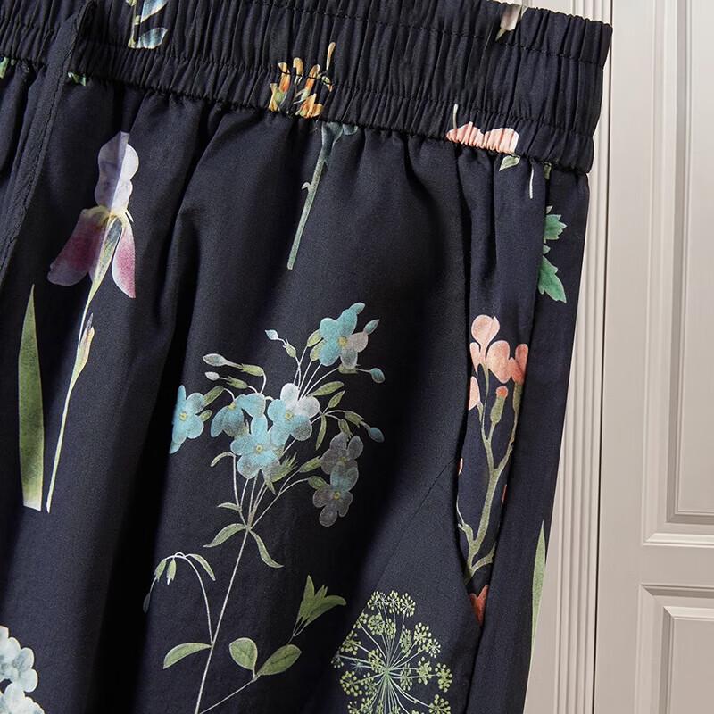 Women's Floral Print High-Waist Drawstring Capri Pants