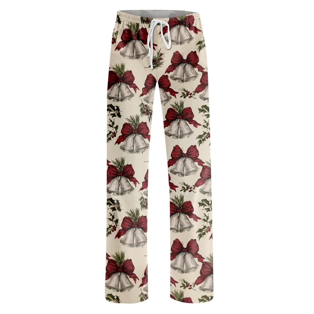 Women's Christmas Print Loose Fit Casual Pants for Holiday