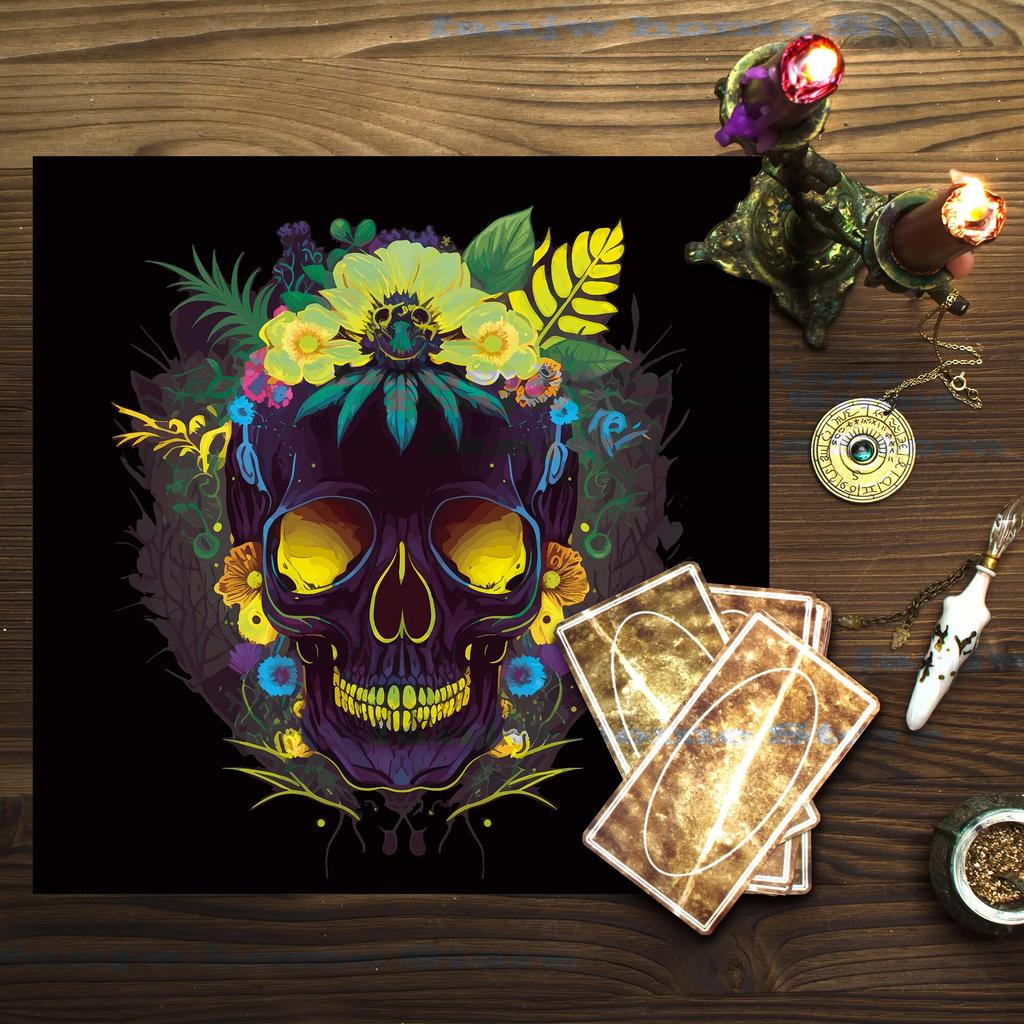 Fashion Skull Flower Tablecloth Colorful Oil Resistant Decorative Tapestry Home Decor Kitchen