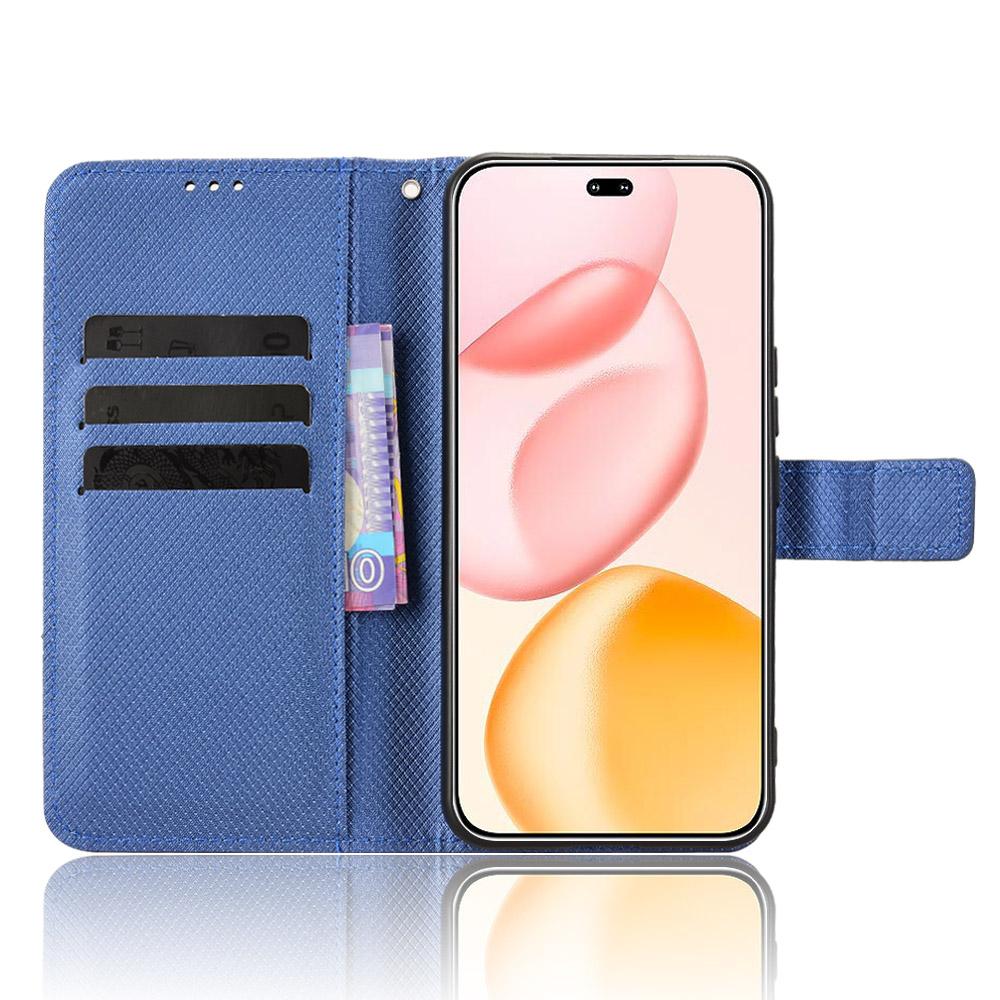 For Honor 400 Pro 5G (Global) Leather Wallet Case with Strap Diamond Texture Phone Cover