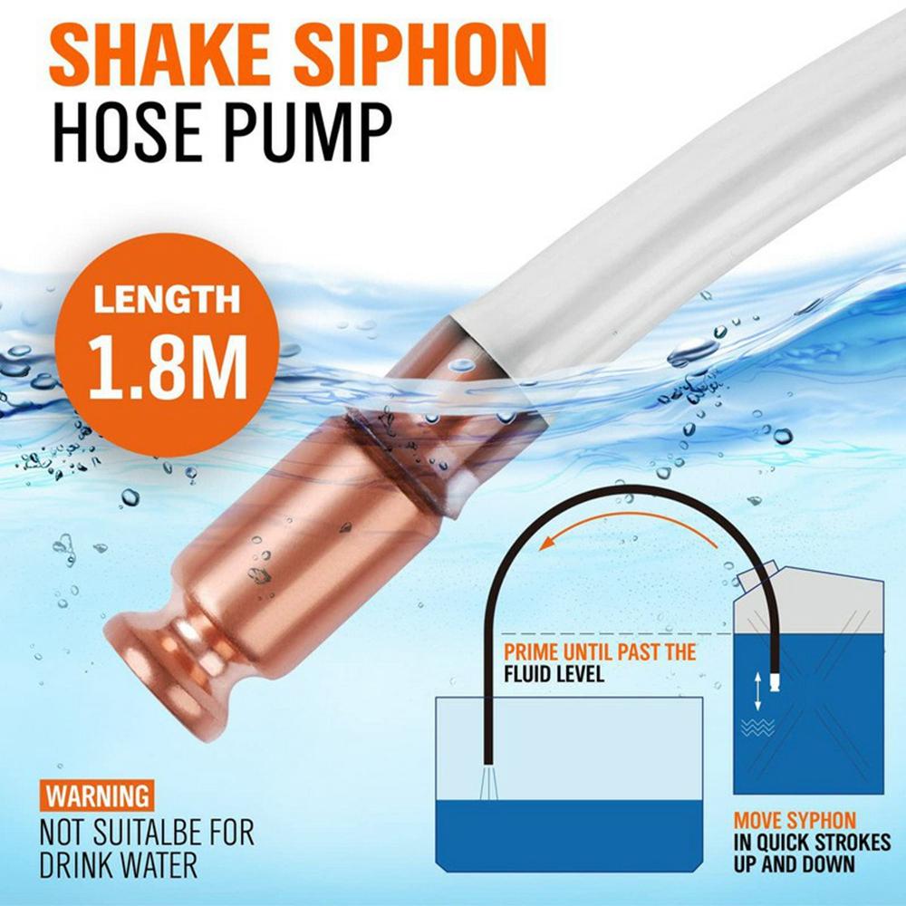 1.8m Siphon Hose Multipurpose Self Priming Pump Fuel Transfer Pump Shaker Siphon for Gasoline Fuel Water