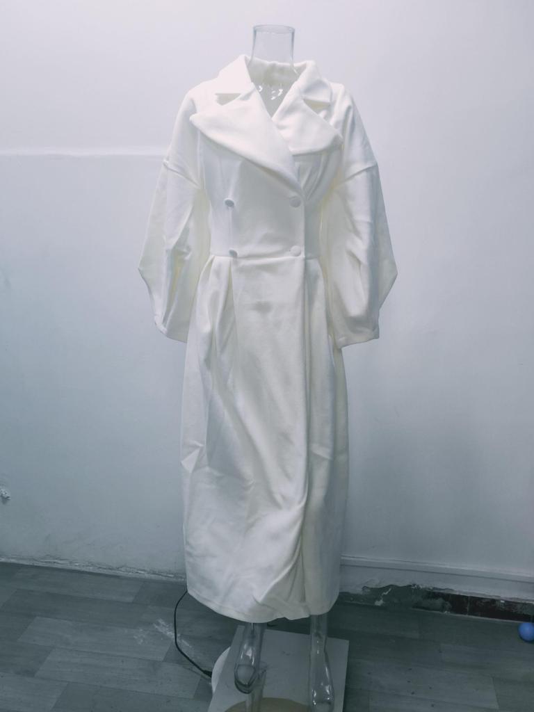 Retro European & American Lantern Sleeve Wool Coat with Large Lapel for Autumn and Winter