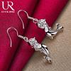 925 Sterling Silver AAA Zircon Dolphin Piercing Earrings Fashionable Wedding Jewelry