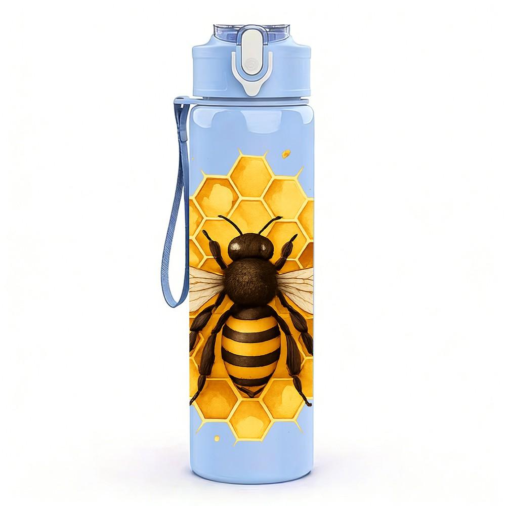 1PC Sunflower Bee 750ml Color Plastic Sports Water Bottle Leakproof Flip Straw Lid Suitable for Sports Office Home Use