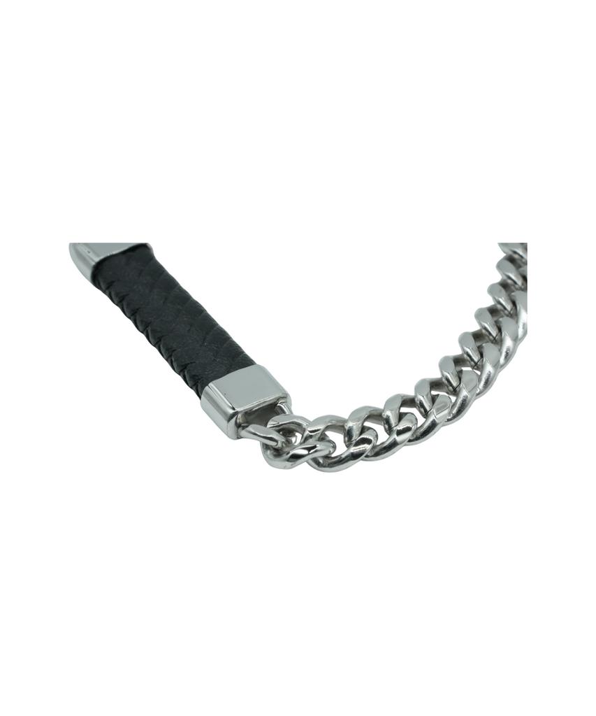Cream Soda Lab Leather-Pointed Silver Chain Bracelet