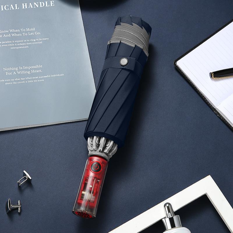 10 Bones Men Women Umbrella Fully Automatic Reverse Folding Umbrella with Windproof Reflective Stripe UV Umbrellas