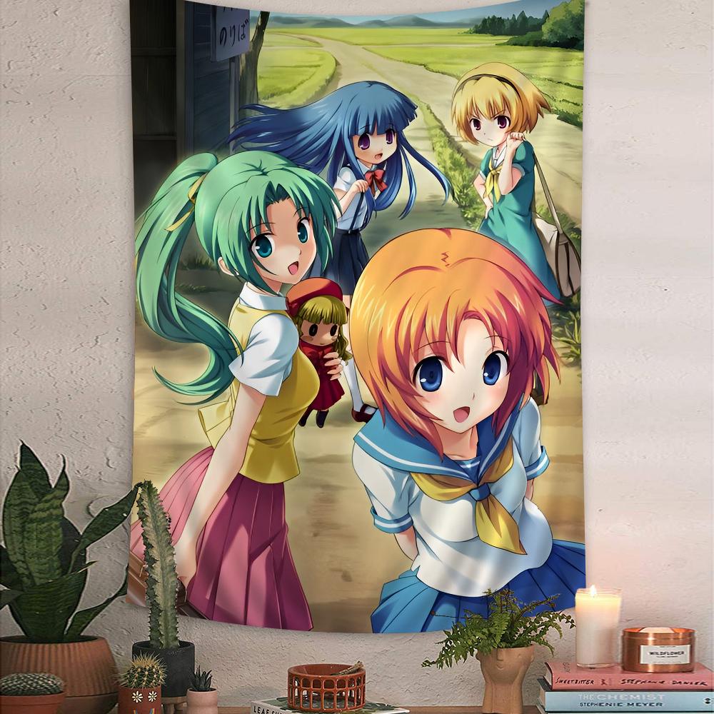Higurashi When They Cry Telo da Parete con Grafico Arte Fantascienza Stanza Arredamento Casa Economico Hippie Appeso a Parete