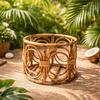 Eco Decx Rattan Planter Basket, Natural Woven Plant Holder & Decorative Flower Pot Cover for Home Decor, 20 x 20 x 16 cm
