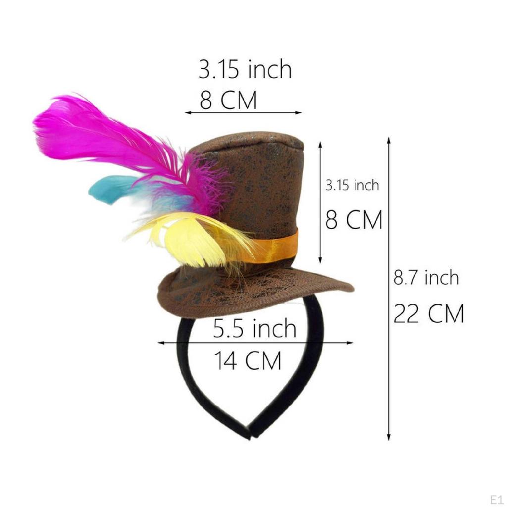 Small Top Hat Headband Comfortable Feathered Fascinator Headpiece for Cosplayers,