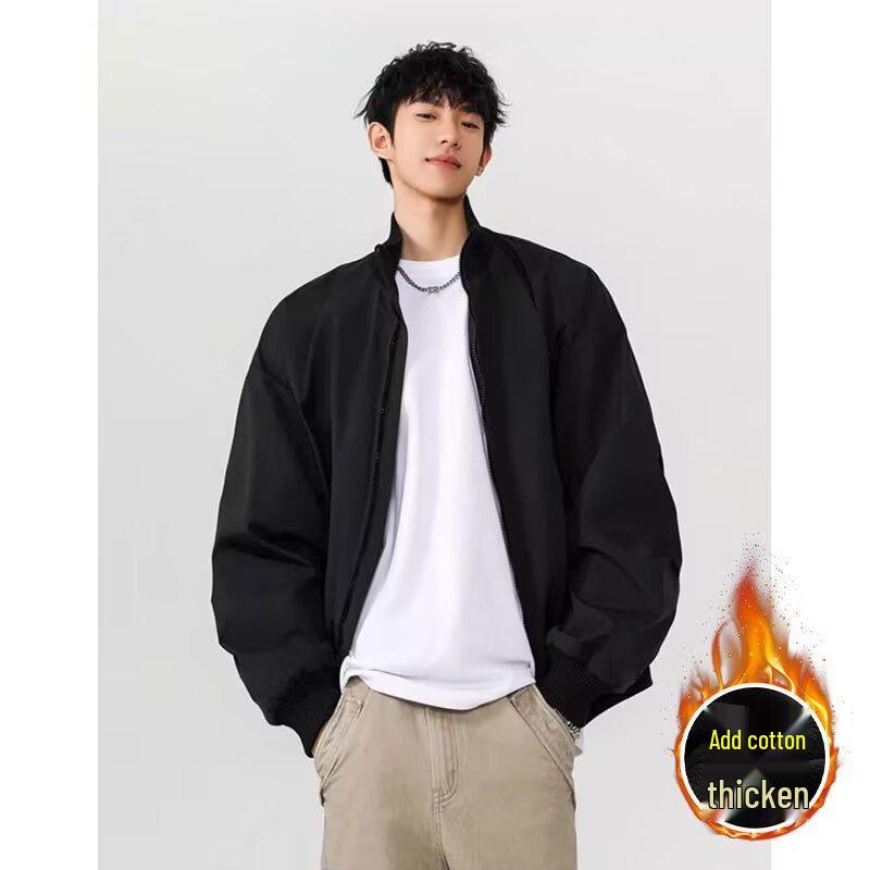 Men's American Retro Cotton Baseball Jacket - Trendy Oversized Windproof Casual Workwear