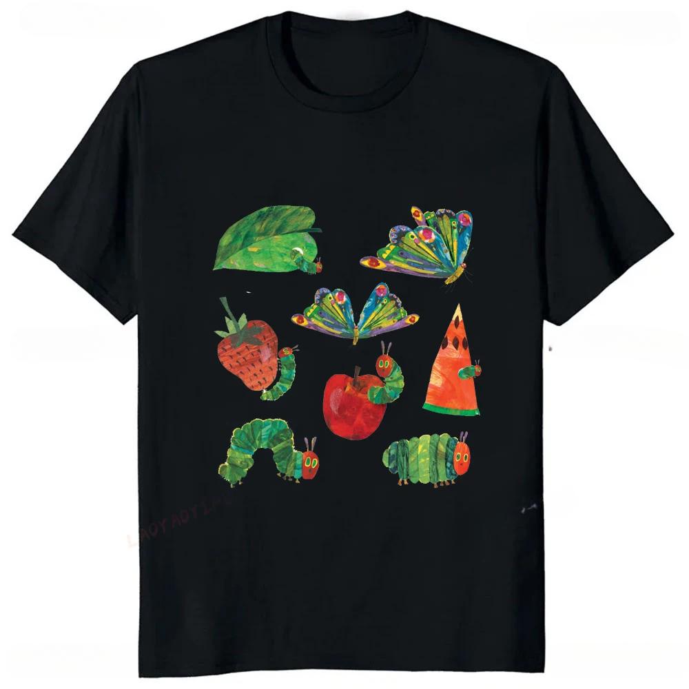 Funny The Very Hungry Caterpillar Cartoon Printed Tshirt Summer Style Casual Fashion Couples Clothing Y2K Harajuku Unisex Tees