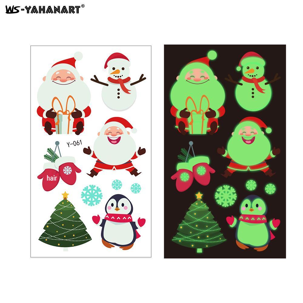 Creative Luminous Christmas & New Year Tattoo Stickers for Kids - Snowflake & Santa Designs