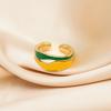 Yellow-Green Temperament Ring, Female Tide, Niche Design Index Finger Ring, Simple Cold Wind, Personalized Opening Ring