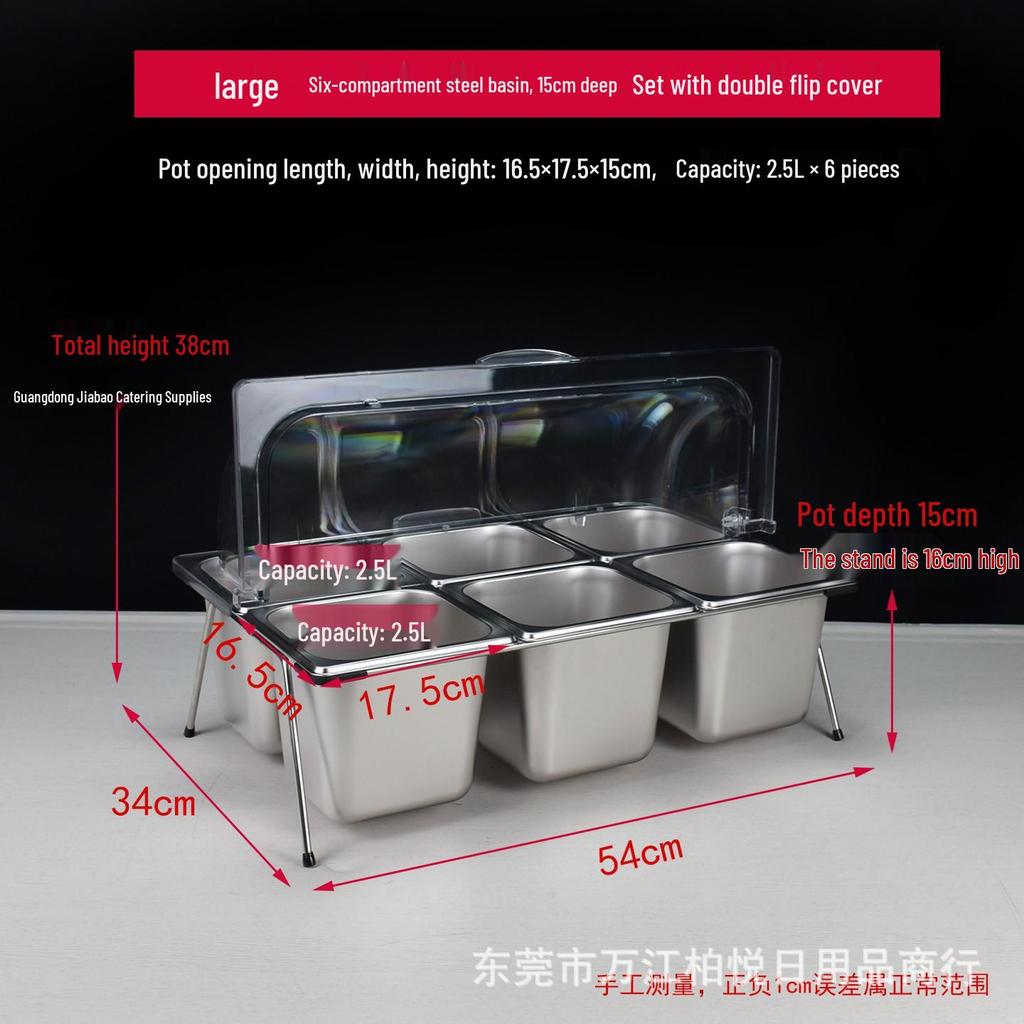 304 Stainless Steel Compartmented Display Rack with Lid for Kindergarten Meals and Cold Dishes