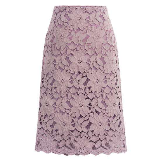 Bodycon Skirt Hollow Out Lace Elegant A-line High Waist Knee Length Skirt for Office