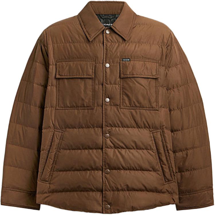 

Coach FW24 Solid Color Lapel Single-Breasted Long Sleeve Down Jacket Men Outerwear Brown CT733-WPK XL
