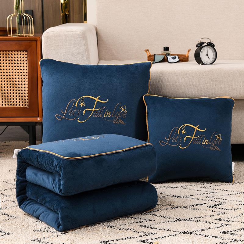 Convertible Coral Fleece Pillow & Blanket - Dual-Use Cushion for Cars & Office