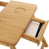 SONGMICS Bamboo Laptop Desk, Foldable Bed Table, Height Adjustable Sofa Tray, with 5 Tilting Angles, Air Holes, Small Drawer, 55 X 35 X (21 - 29) Cm