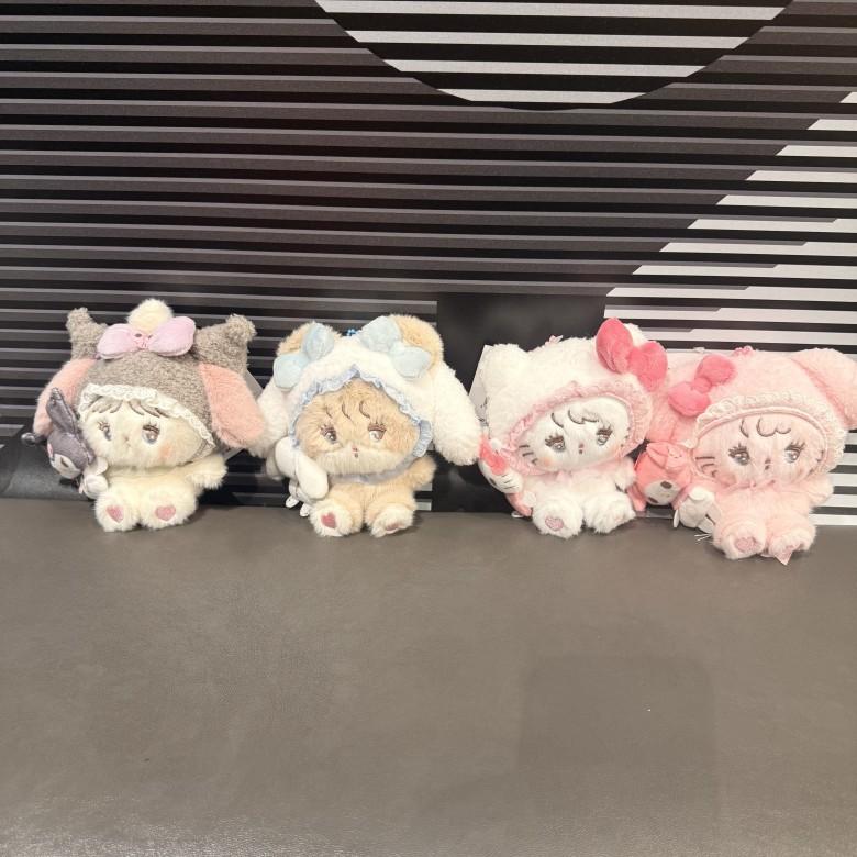 Hello Kitty Melody Cinnamoroll Kuromi Plush Keychain With Short Pile Fabric For Backpack Decoration