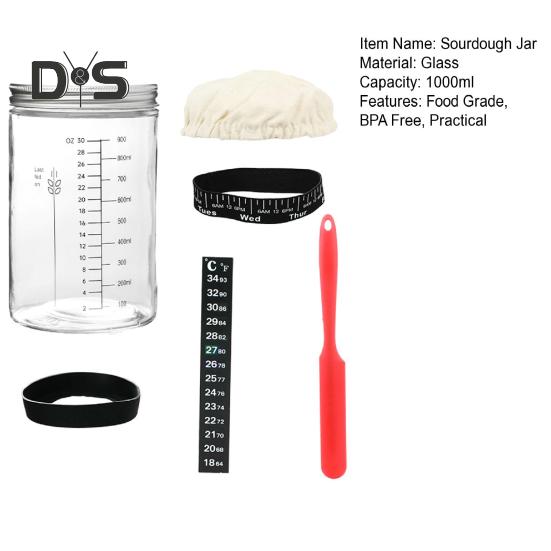 Sourdough Starter Kit with Cloth Cover Large Capacity Food Grade BPA Free Reusable Sourdough Bread Baking Supplies