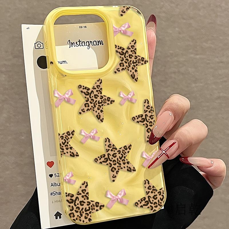 Leopard Print Stars Pattern Folds Texture Phone Case For iPhone 17 Pro Max 16 Plus 15 14 13 12 11 17 Air Shockproof Bumper Cover