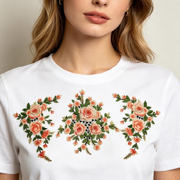 Flower Embroidered Applique Fade Resistant Sewing On Polyester Patches For Shirt Jackets Dress Cheongsam Decoration