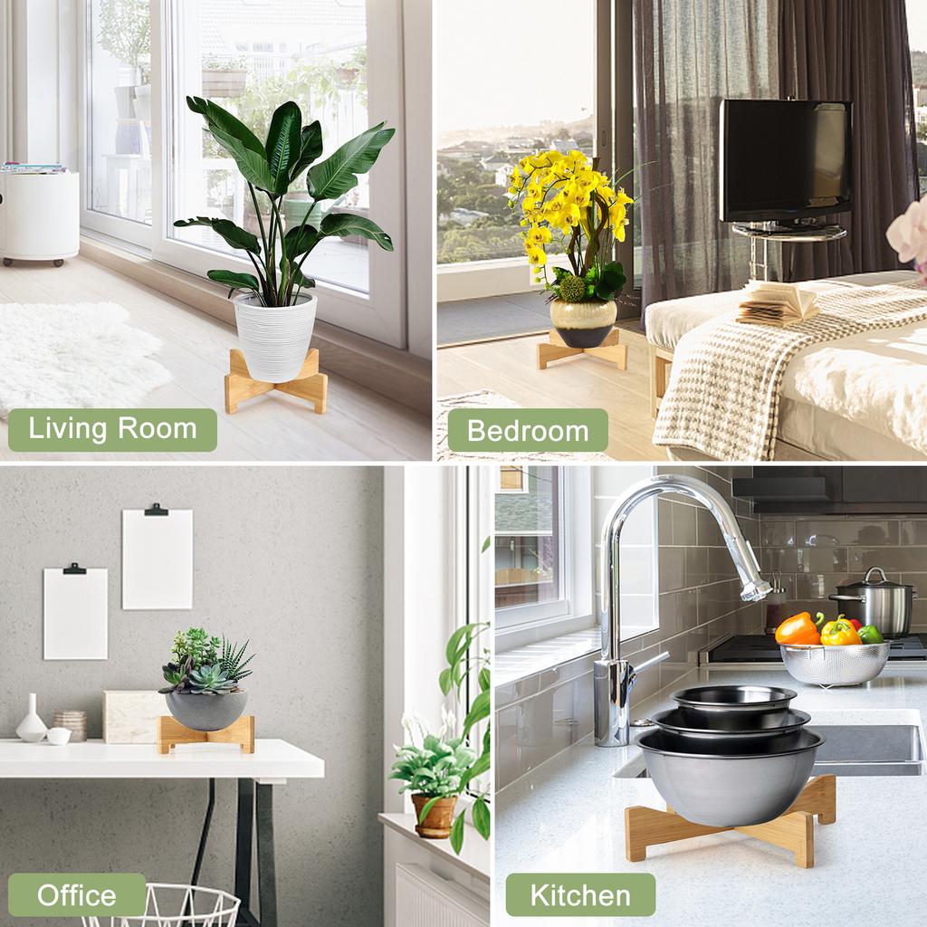 Pflanzenständer Bambus Blumentopfschale Kreuzförmig Multifunktion für Haustier Zuhause Küche 29x6cm