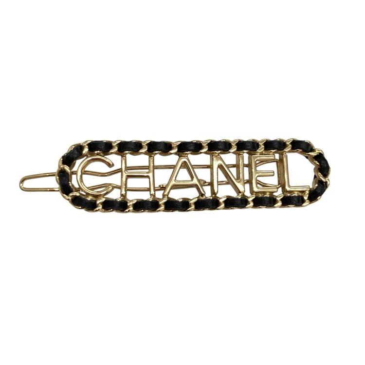 Used CHANEL Hair clip Leather/Light gold