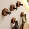 Selbstklebender Haken aus Massivholz Nussbaum Hängehaken Badezimmer Schlafzimmer Wandhaken für Schlüssel Tasche Handtuch Mantel Heimdekor Organizer Haken