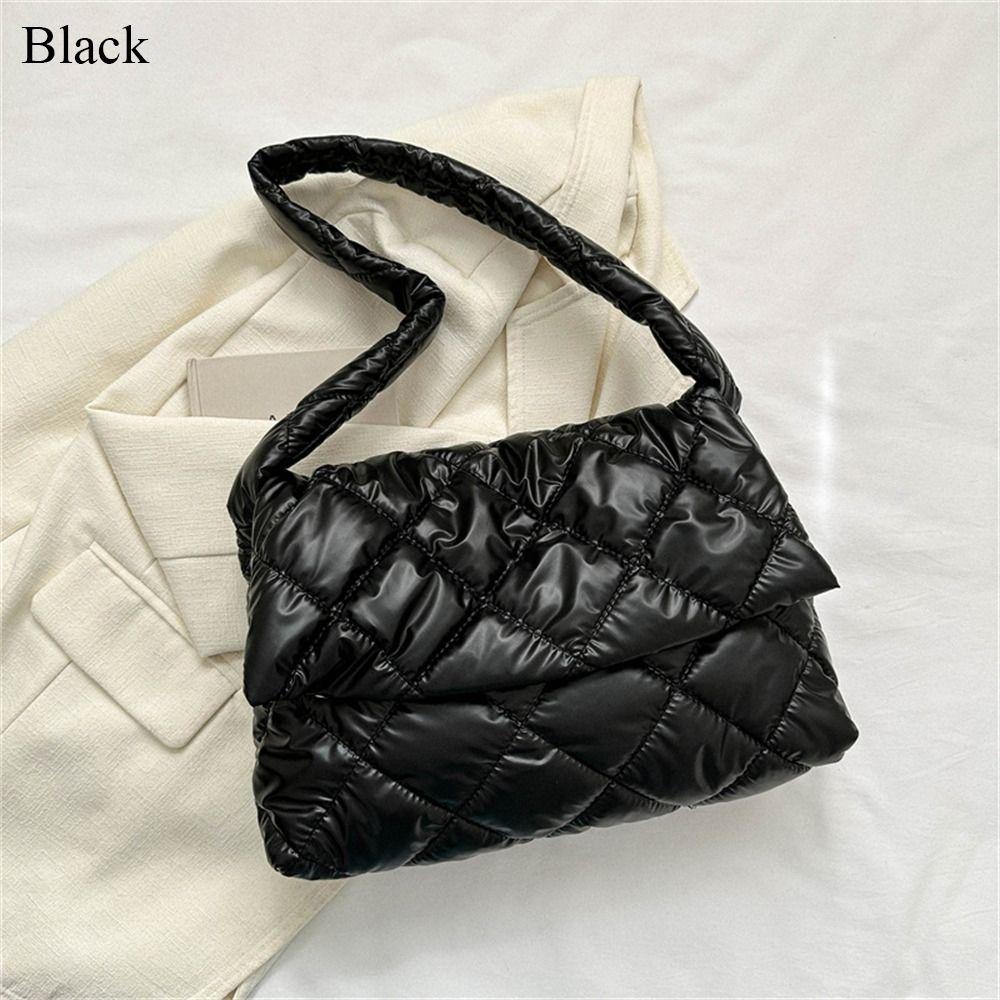 Casual Large Capacity Tote Bags Down Cotton Padded Quilted Handbags Shoulder Bag Women Girls