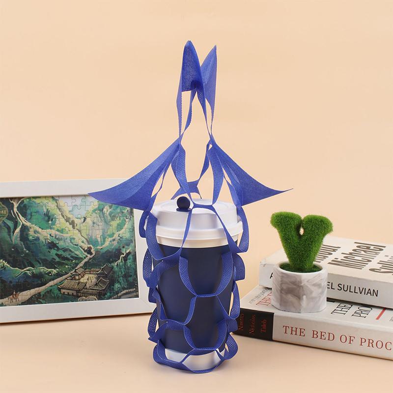 Portable Non Woven Water Cup Holder Reusable Milk Tea Beverage Tote Bag for Work Travel and Restaurant Use