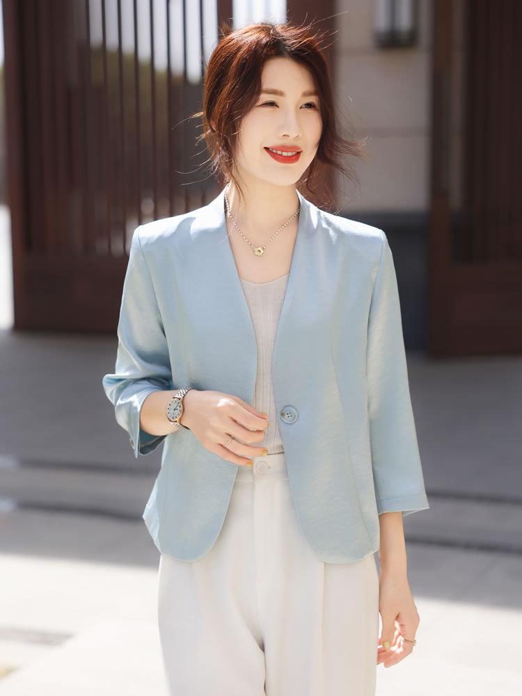 Schlankmachender Sieben-Ärmel-Blazer für zierliche Frauen - Sonnenjacke für Frühling/Sommer