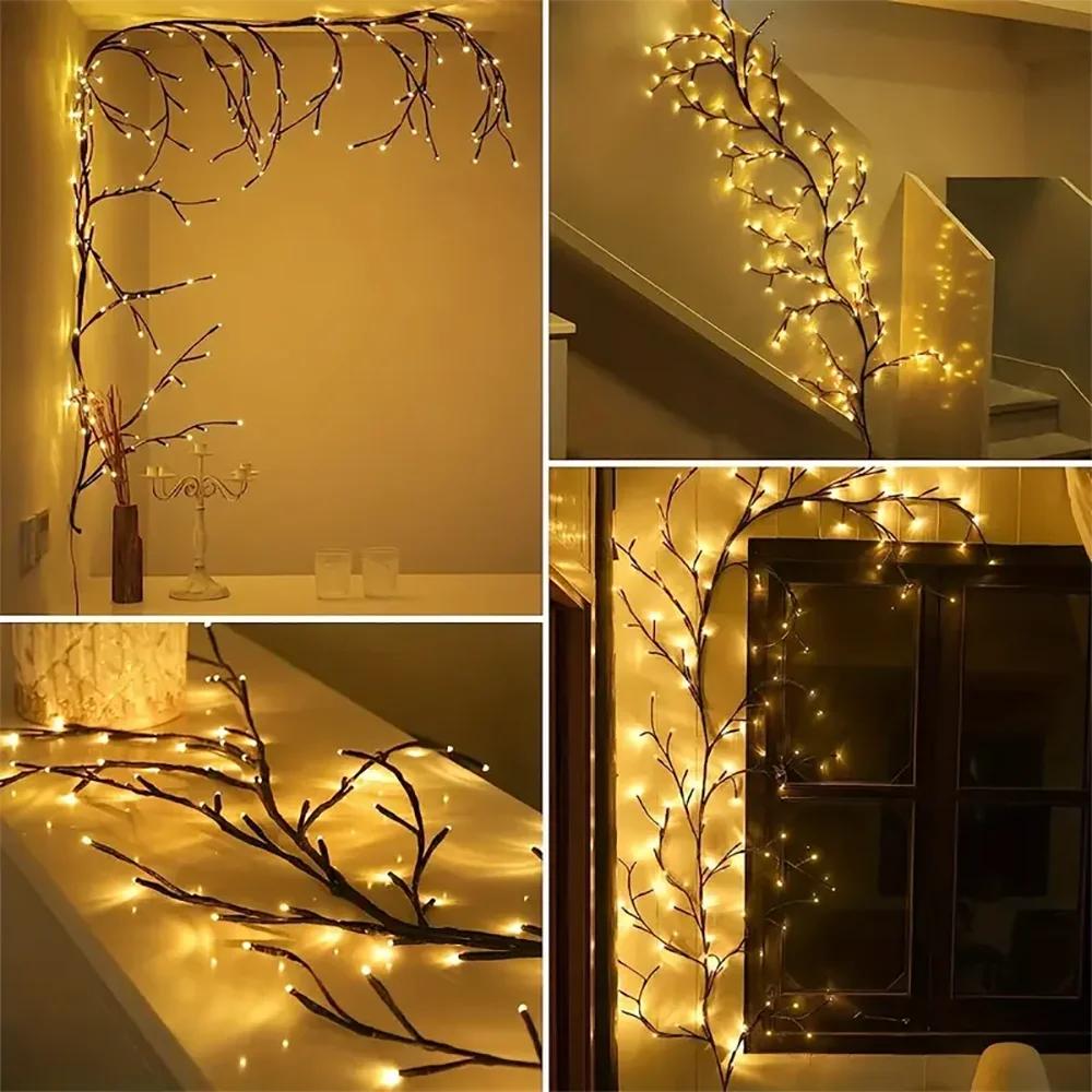 Xiaomi 72/96/144LEDS USB Willow Vine Branch Lights 8 Modes Warm White Light for Wall Room Kitchen Coffee Shop Christmas Halloween Decor