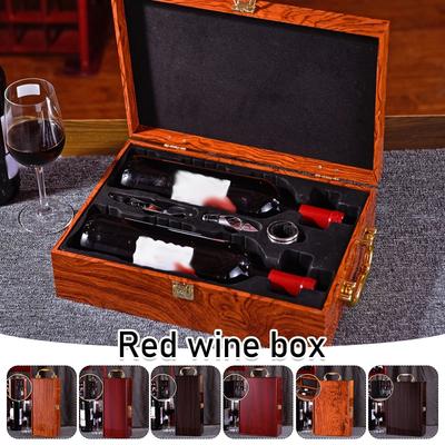 Lacquered Red Wine Packaging Gift Box Wooden Box Double Pack Wine Gift Box Universal Wooden Packaging Bag for Friend Partys